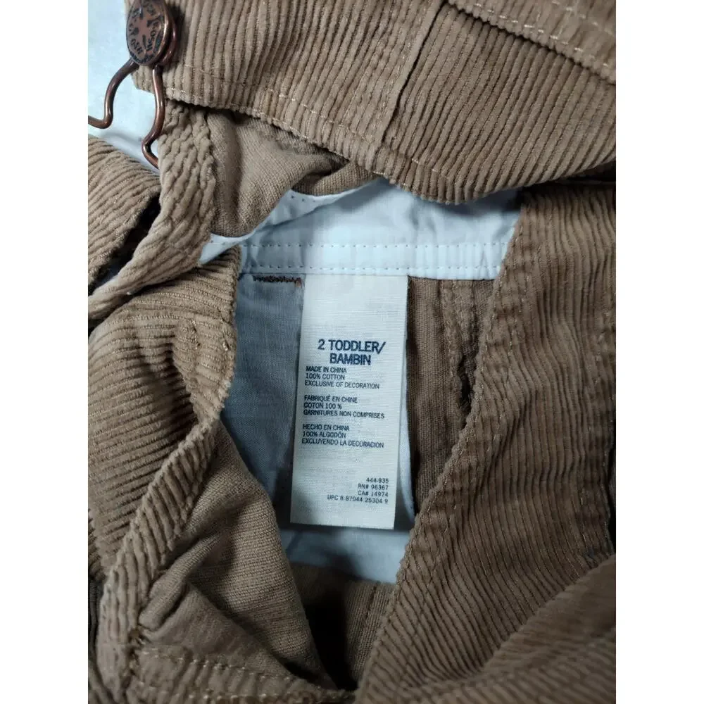 Vintage Oshkosh BGosh Vestbak Brown Airplane Overalls Corduroy Size 2T Farmcore